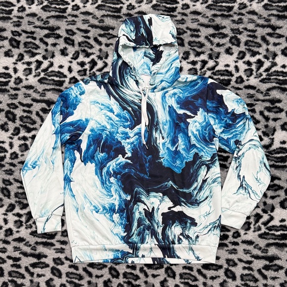 Other - Blue and White Marble Print Hoodie